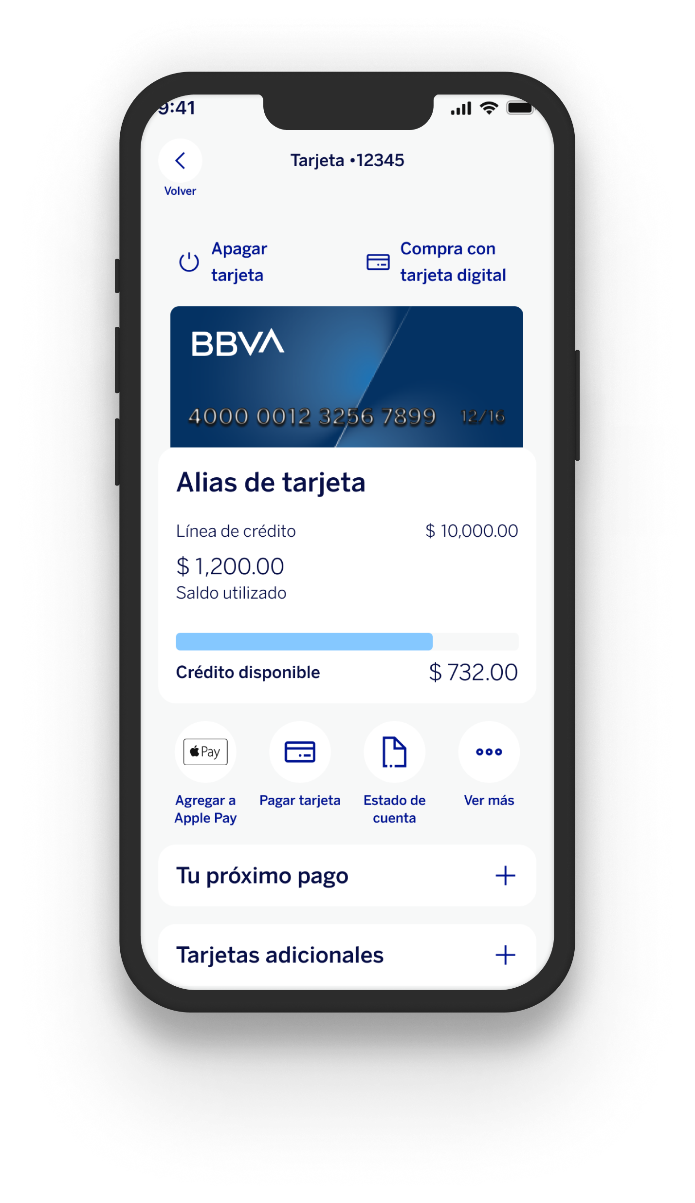 BBVA — detalle tarjeta de crédito